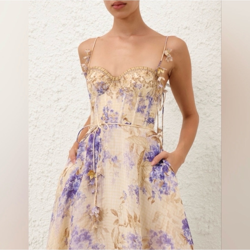 ZIMMERMANN Dawning Picnic Dress in Lilac Floral NWT AU 3/ US 10 - Picture 3 of 15